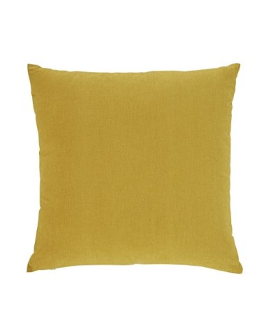 Coussin en coton recyclé brodé jaune 45x45