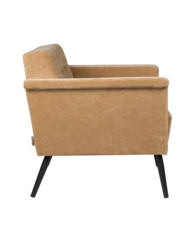 Fauteuil vintage en velours camel