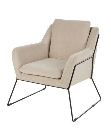 Fauteuil en velours beige cappuccino