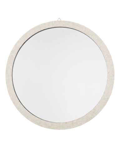 Miroir rond en nacre beige D100