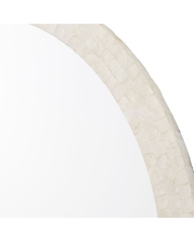 Miroir rond en nacre beige D100