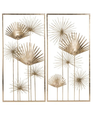 Diptyque palmes en métal doré 60x60