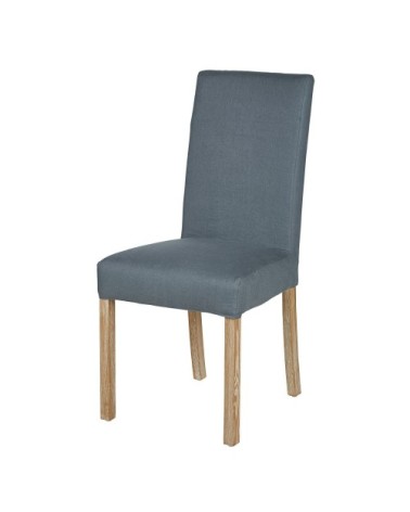 Housse de chaise en lin bleu gris, OEKO-TEX®
