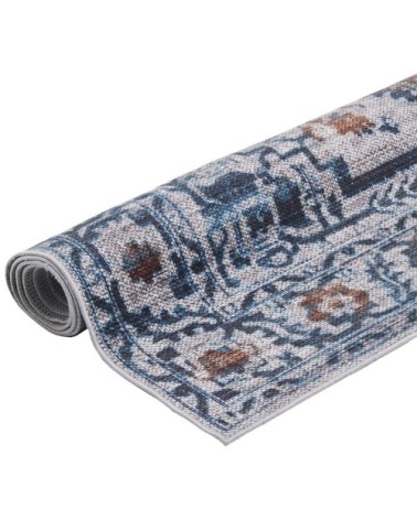 Tapis ethnique berbère en polyester bleu jeans 160x230