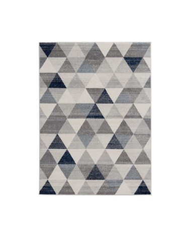 Tapis géométrique scandinave en polypropylène bleu 80x150