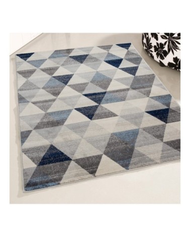 Tapis géométrique scandinave en polypropylène bleu 80x150