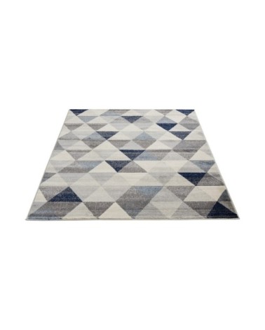 Tapis géométrique scandinave en polypropylène bleu 80x150