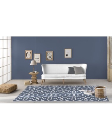 Tapis décoratif en coton en impression digital bleu 160x230 cm