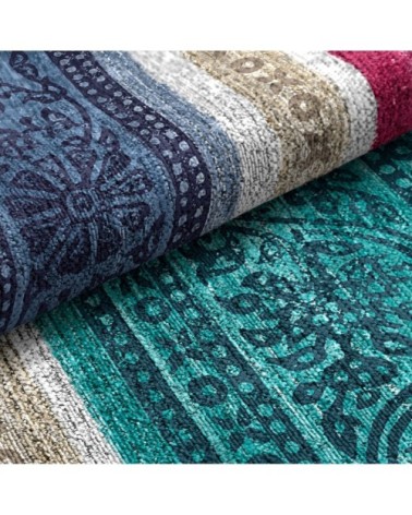 Tapis décoratif en coton en impression digital multicolore 80x150 cm