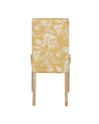 Housse de chaise en coton jaune moutarde imprimé tropical