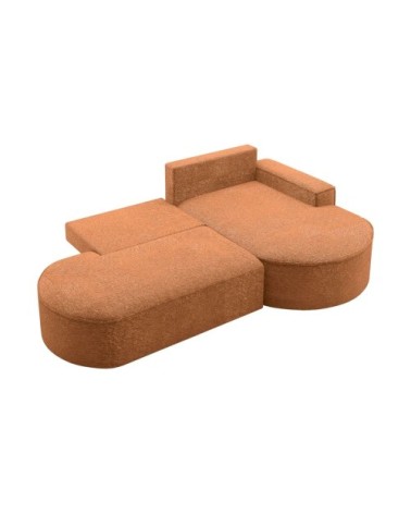 Canapé d'angle droit convertible 4pl marlo tissu chenille terracotta