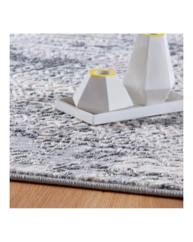 Tapis rayé design en polyester gris 120x170