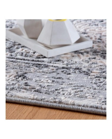 Tapis rayé design en polyester gris 120x170