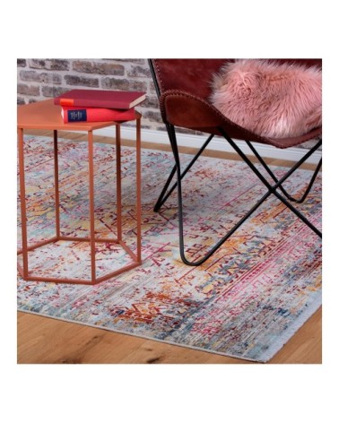 Tapis rayé vintage en polypropylène multicolore 120x170