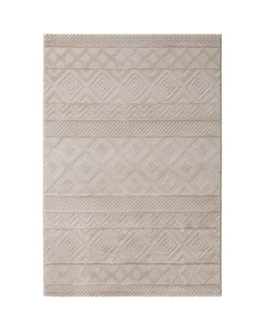 Tapis géométrique design en polyester beige 80x150