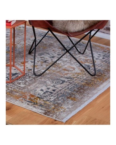 Tapis rayé vintage en polypropylène taupe 40x60