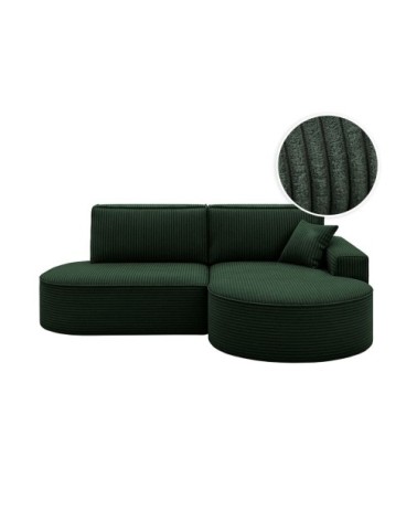 Canapé d'angle droit convertible 4pl marlo velours côtelé vert foncé