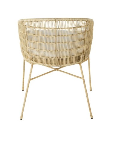 Chaise en rotin et coussin beige