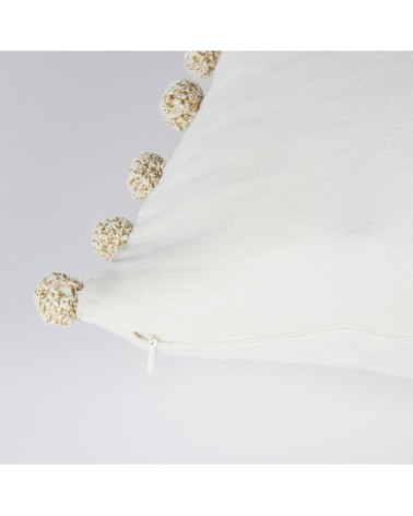 Coussin broderie coquillage beige et écru 45x45