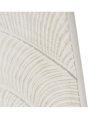 Déco murale coquillage en bois de manguier blanc 92x122