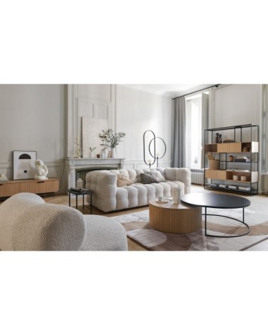 Déco murale coquillage en bois de manguier blanc 92x122