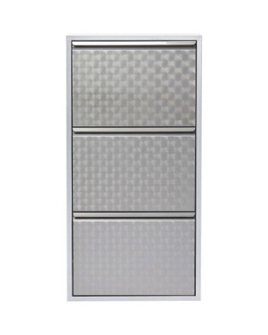 Casier à chaussures 3 tiroirs en acier gris