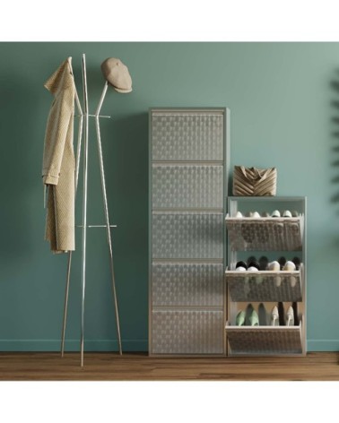 Casier à chaussures 3 tiroirs en acier gris