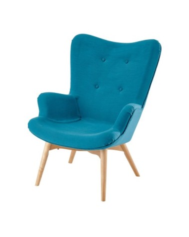 Fauteuil style scandinave bleu pétrole