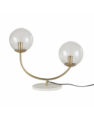 Lampe en marbre blanc et métal doré 2 globes en verre transparent