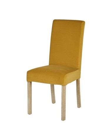 Housse de chaise en velours jaune moutarde, OEKO-TEX®