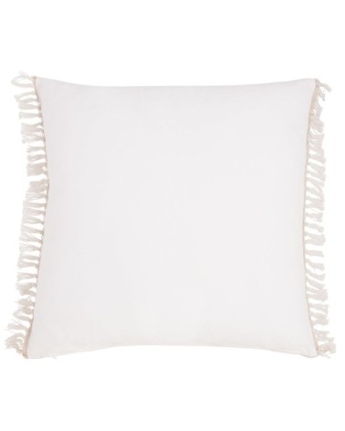 Coussin en coton beige à franges 60x60