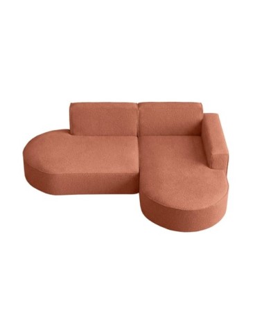 Canapé d'angle droit 4 places marla en tissu bouclette - terracotta