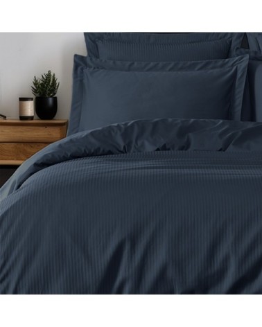 Housse de couette rayée réversible en satin Marine 240x220 cm
