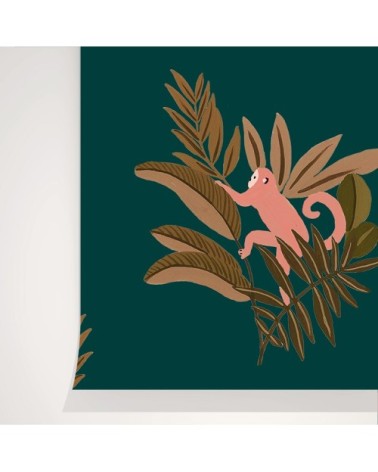 Rouleau de papier peint imprimé singes dans la jungle