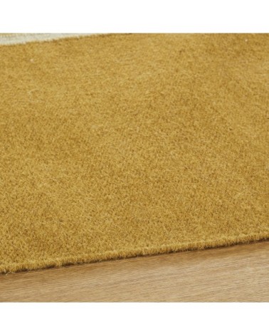 Tapis en laine et coton recyclé marron caramel, gris et blanc 140x200