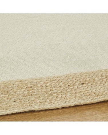 Tapis ovale en coton recyclé et jute blanc et beige 140x200