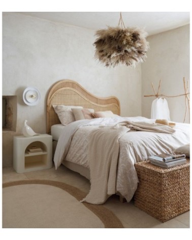 Tapis ovale en coton recyclé et jute blanc et beige 140x200