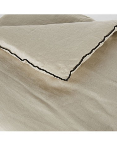 Boutis en lin lavé beige 200x100