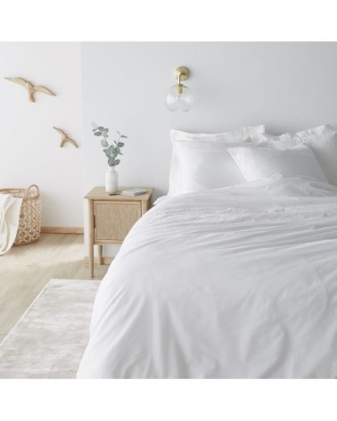 Parure de lit en coton blanc avec motifs en crochet 240x260, OEKO-TEX®