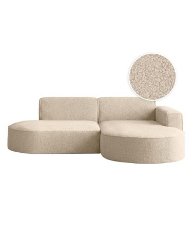 Canapé d'angle droit 4 places marla en tissu bouclette - beige