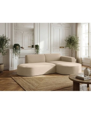 Canapé d'angle droit 4 places marla en tissu bouclette - beige
