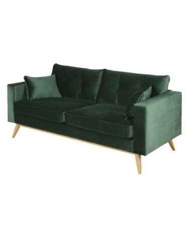 Canapé style scandinave 3/4 places en velours vert