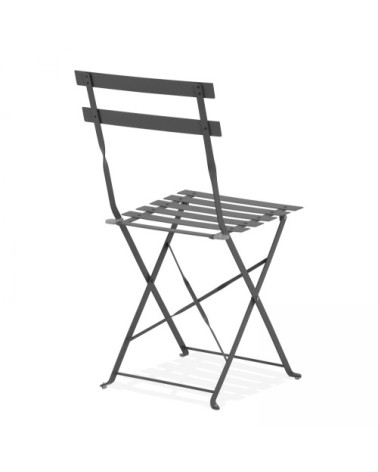 Table bistrot de jardin et 2 chaises pliantes gris