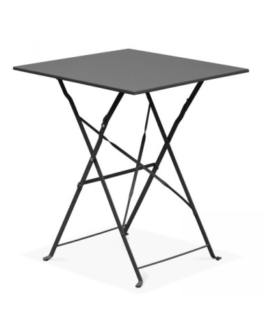 Table de jardin pliante bistrot en acier gris