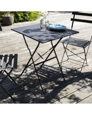 Table de jardin pliante bistrot en acier gris