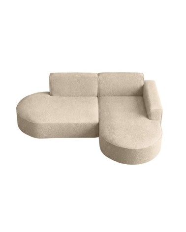 Canapé d'angle droit 4 places marla en tissu bouclette - beige