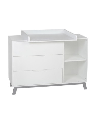 Commode 3 tiroirs 2 niches plan gris