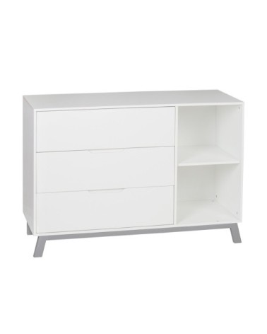 Commode 3 tiroirs 2 niches plan gris