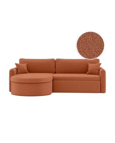 Canapé angle reversible convertible 4p vera en tissu bouclé terracotta