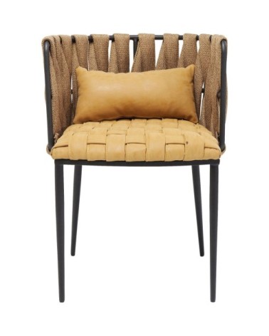 Chaise avec accoudoirs jaune et acier